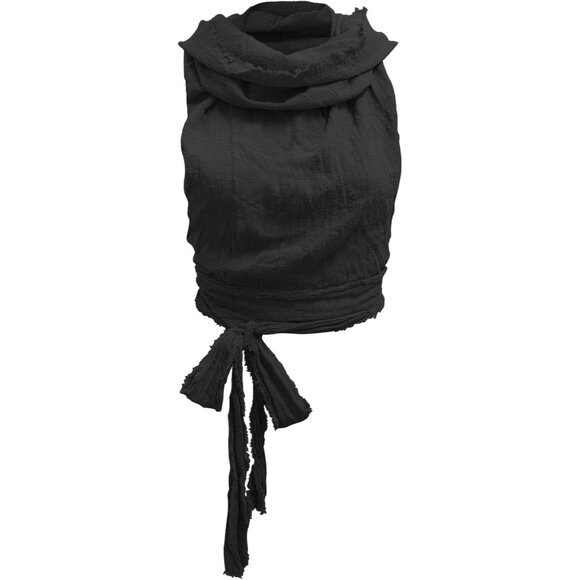 ⚡Women's Black Crop Tank Boho Open Back Cross Wrap Swim Cover Up Top - Picture 2 of 7